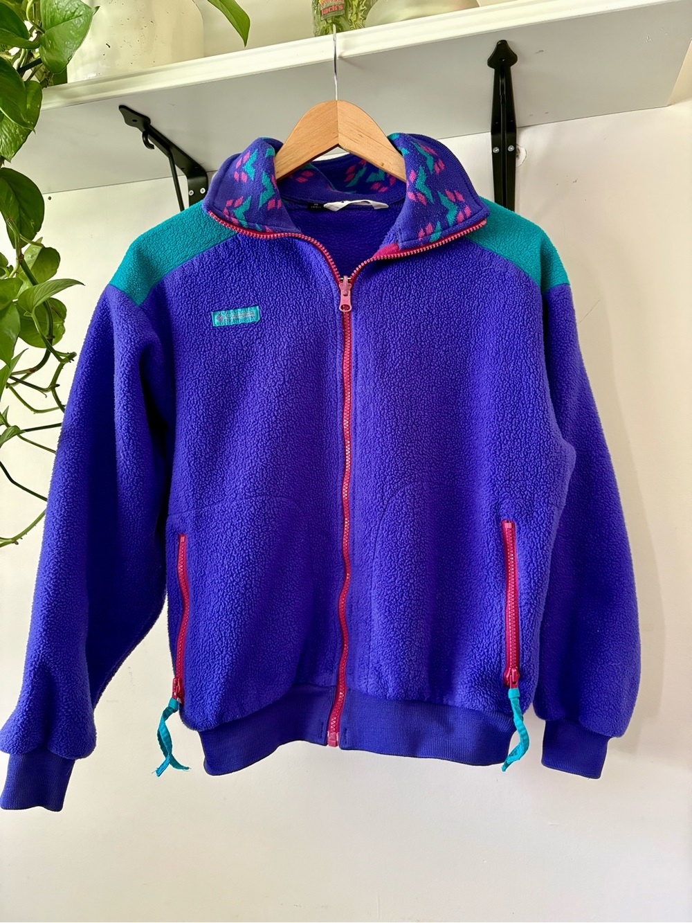 Columbia Purple Teal Colorblock Fleece Zip Jacket